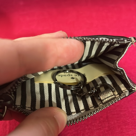 Silver metallic Kate Spade card wallet - Picture 3 of 6